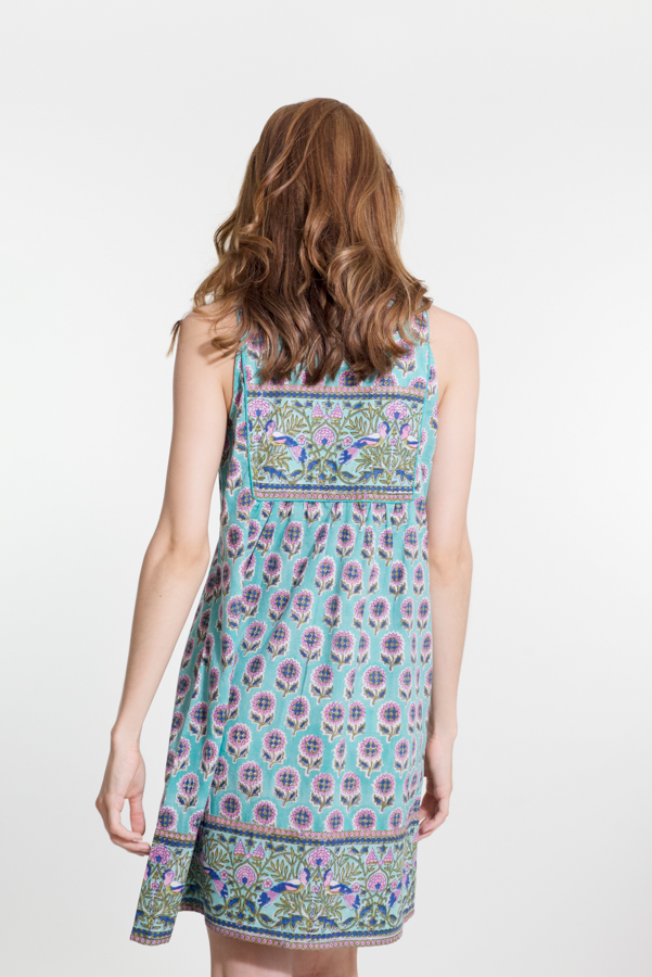 Jaipur Dress Short - Mint Block Print