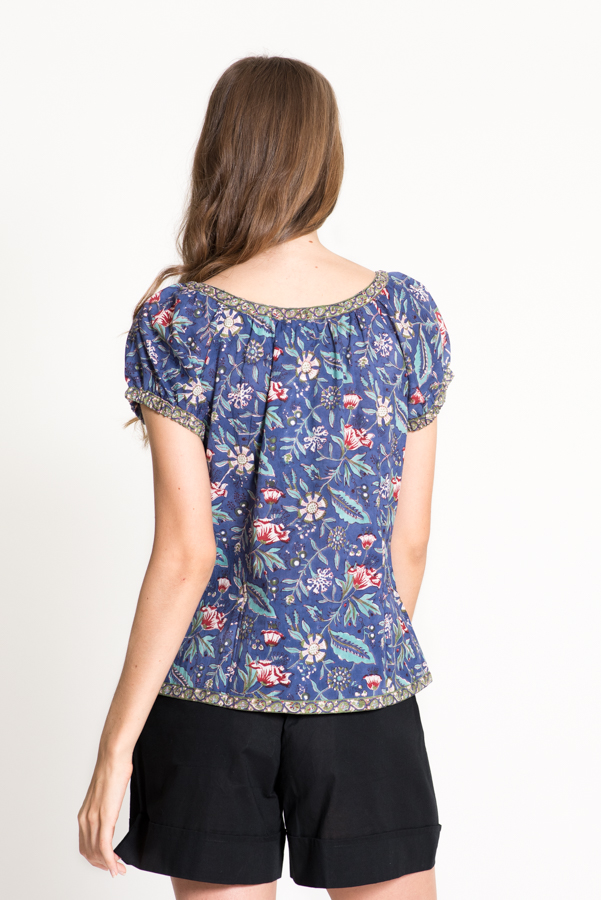 Masala Top - Dark Blue Block Print