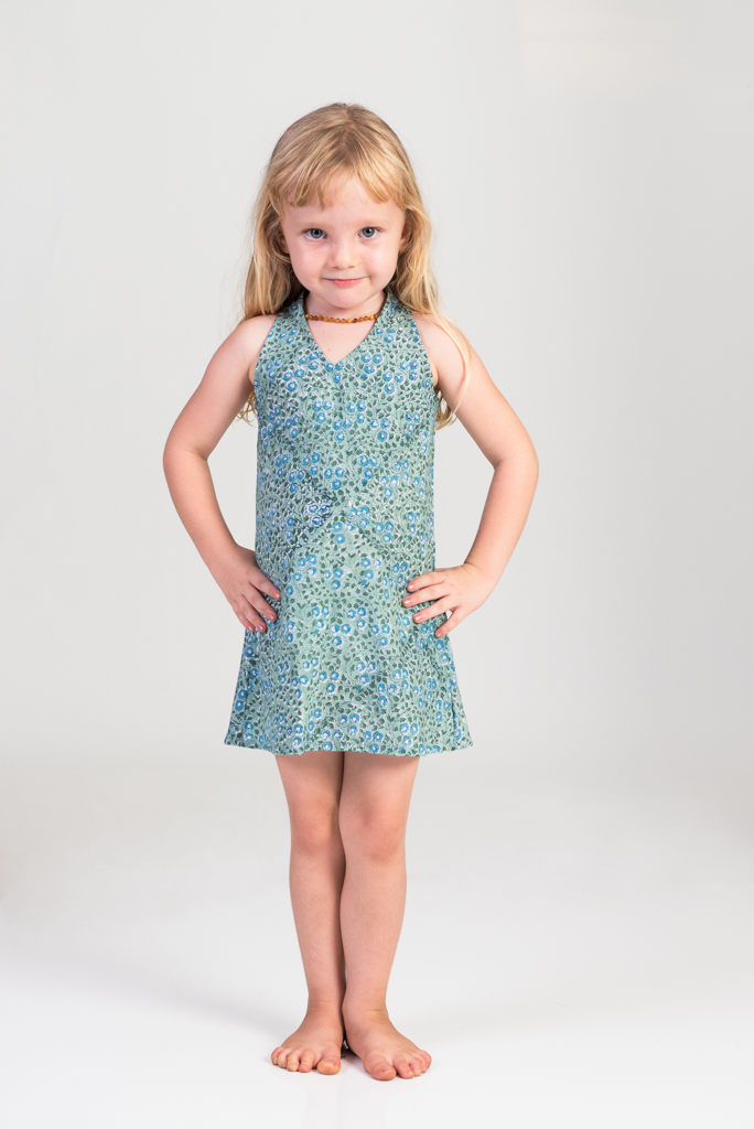Kid's Panelop Dress - Blue Camomile