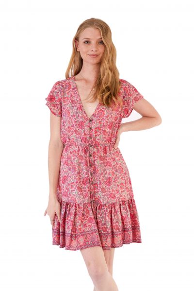 womens Laure Dress - Pink Bouquet