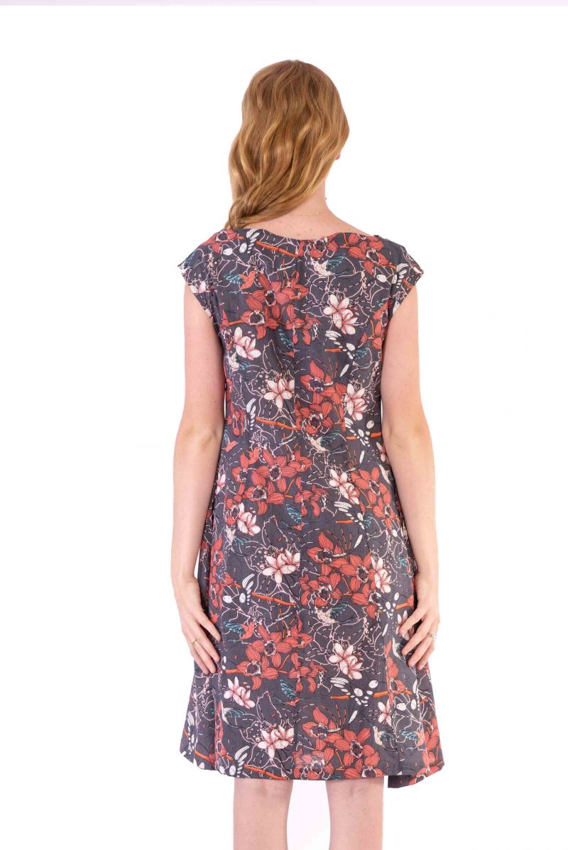 Womens Gracie Dress - Morning Bloom Ink back close