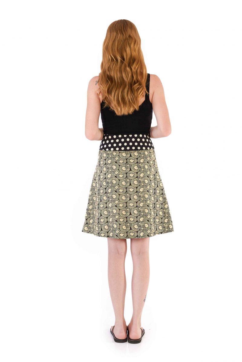 Womens New Energy Reversible Skirt Long - Chrysanthemum / Mustard Block Print back