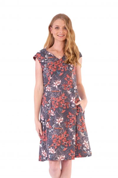 Womens Gracie Dress - Morning Bloom Ink front close