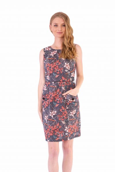 Womens Sydney Dress - Morning Bloom Ink front