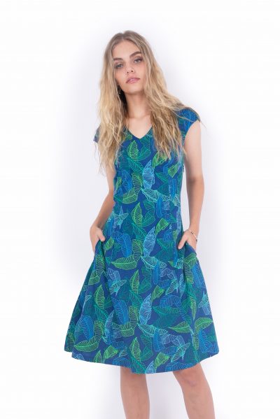 Gracie Dress - Blue Leaf