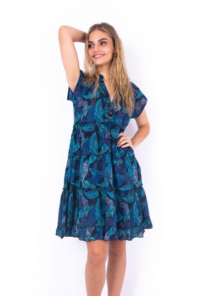 Amore Dress - Navy Leaf