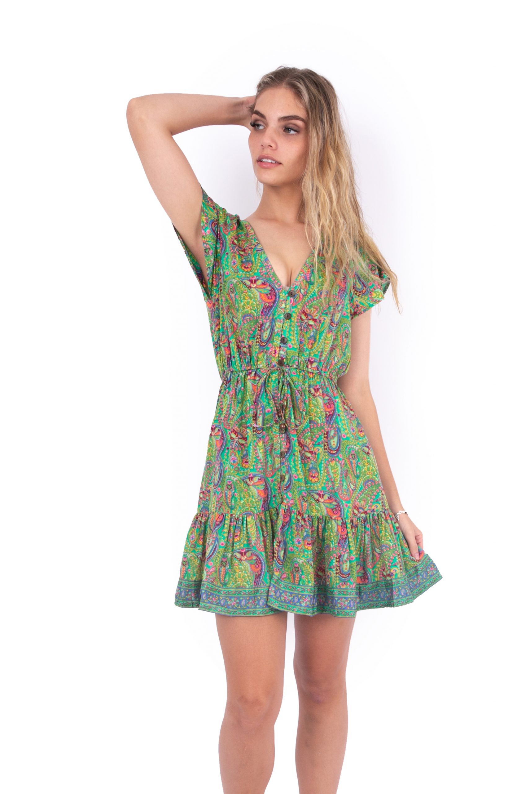 Laure Dress - Wonderland Green - OM Designs