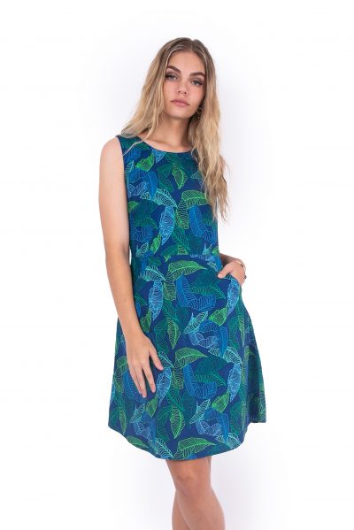 Lisa Dress - Blue Leaf