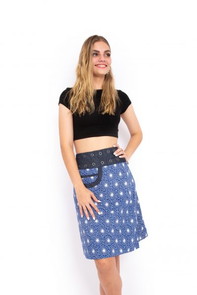 New Energy Reversible Skirt Long - Star Blue / Ginkgo Flower Blue