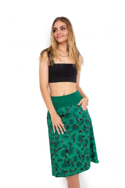 Janaki Reversible Skirt - Ginkgo Flower Green / Green Sea Urchin