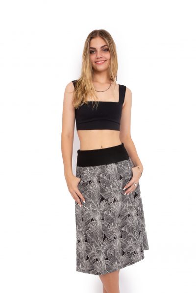 Janaki Reversible Skirt - Black Leaf / Black Star