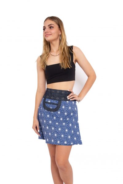 New Energy Reversible Skirt Short - Star Blue / Ginkgo Flower Blue