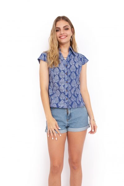 Sumi Top - Cobalt Palms