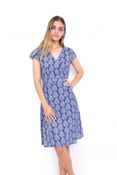 Rose Wrap Dress - Cobalt Palms