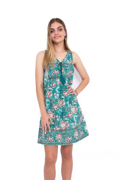 Jaipur Dress Short - Botanical Garden Block Print