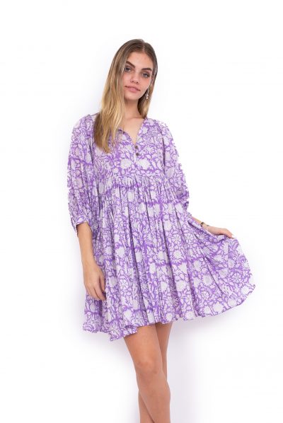 Kerala Dress - Amethyst Block Print