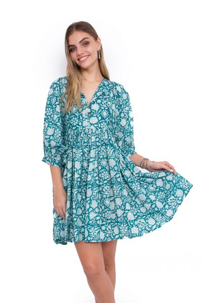 Kerala Dress - Jade Block Print