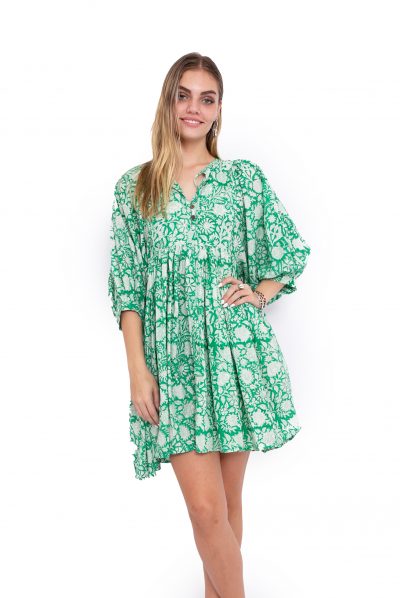 Kerala Dress - Tropical Green Block Print