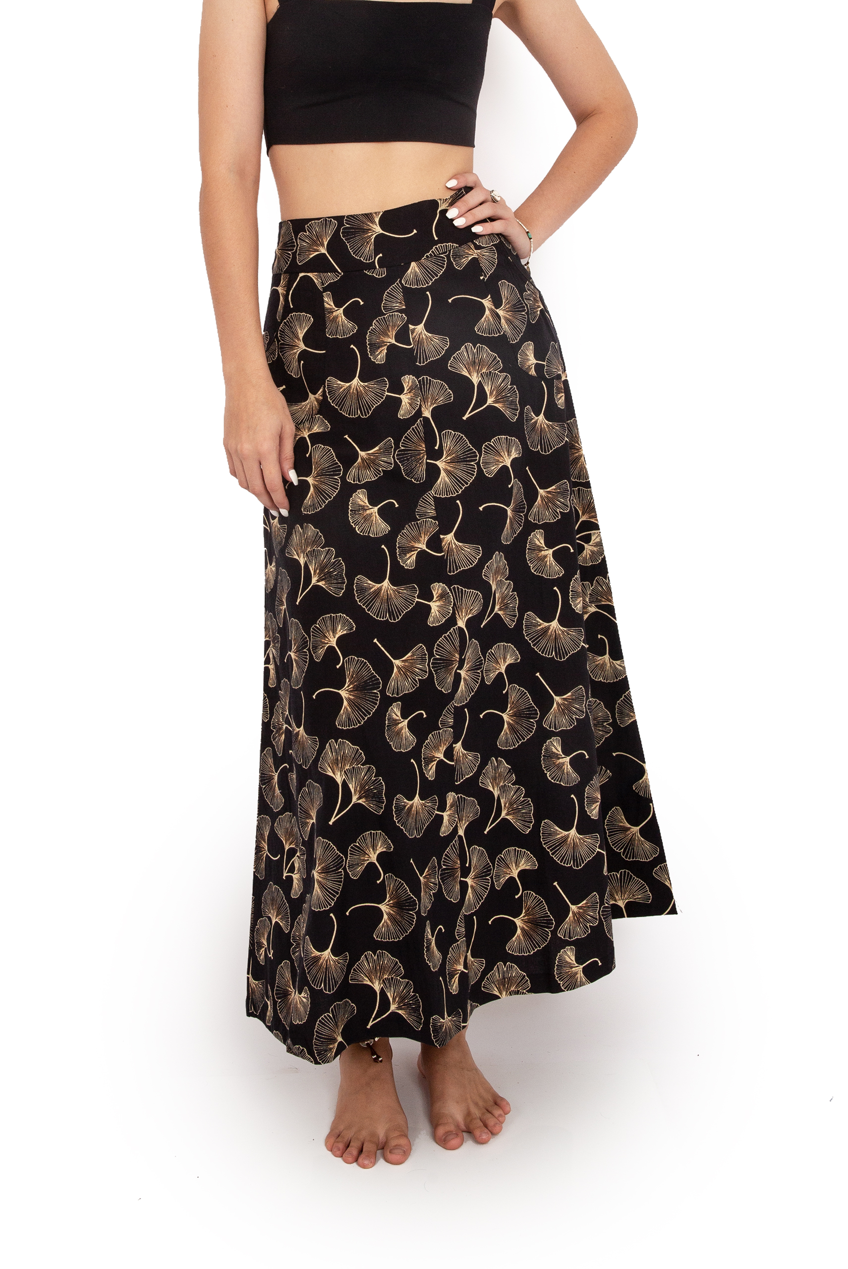 Sita Maxi Skirt - Ginkgo Black - OM Designs
