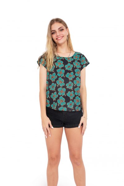 Chloe Top - Hibiscus Black