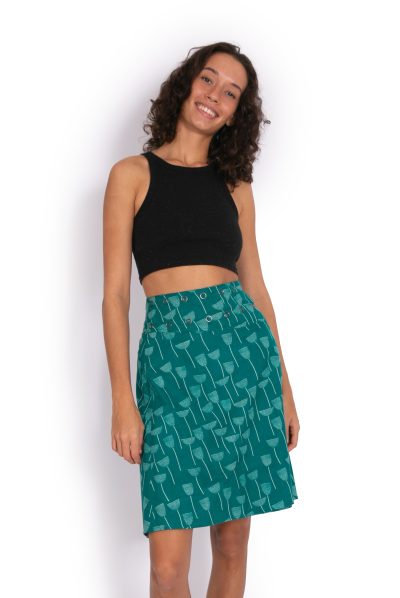 Chameleon Reversible Skirt - Jade Tulips / Navy Tulips