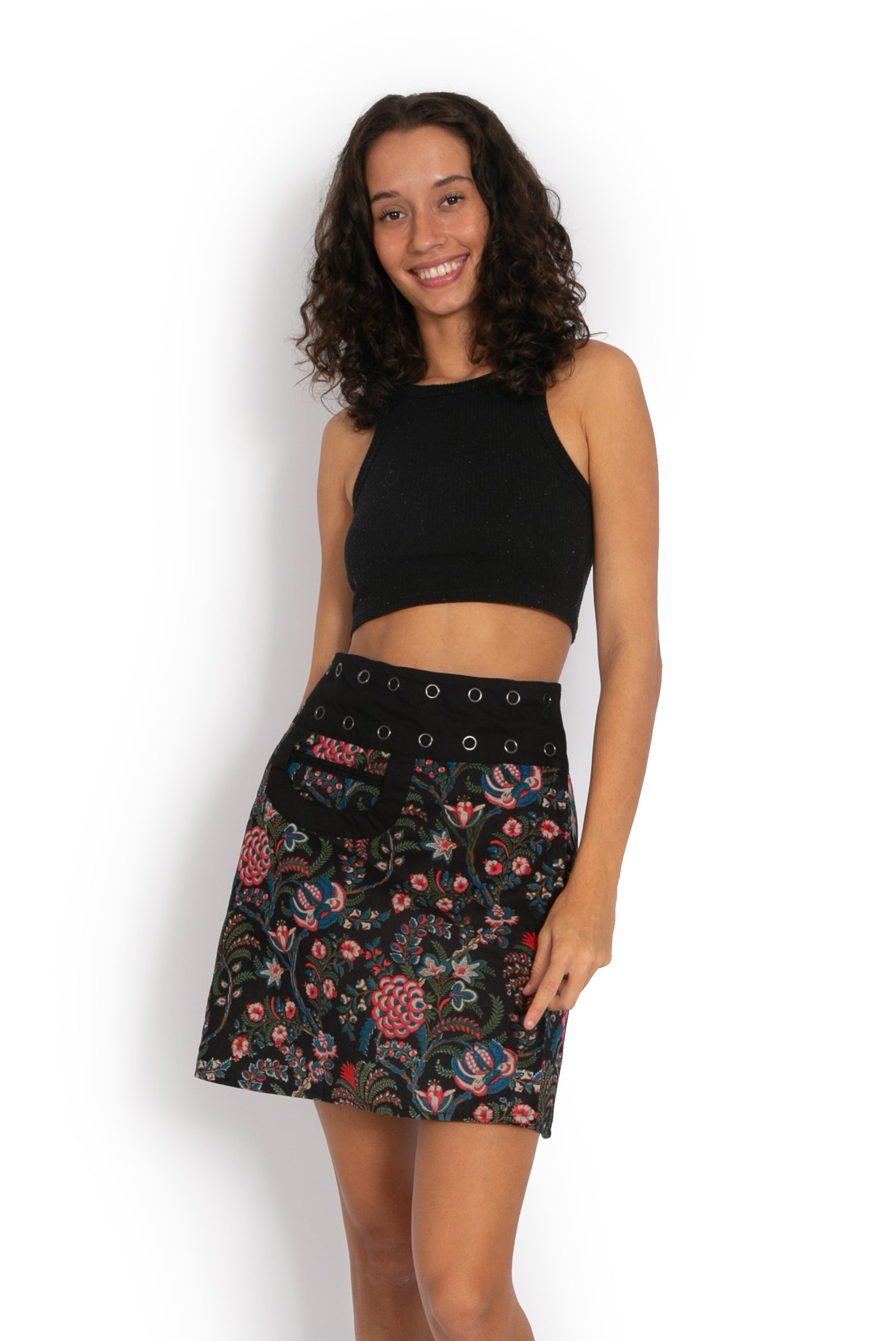 New Energy Reversible Skirt Short - Khaki Flower / Jungle Black - Image 4