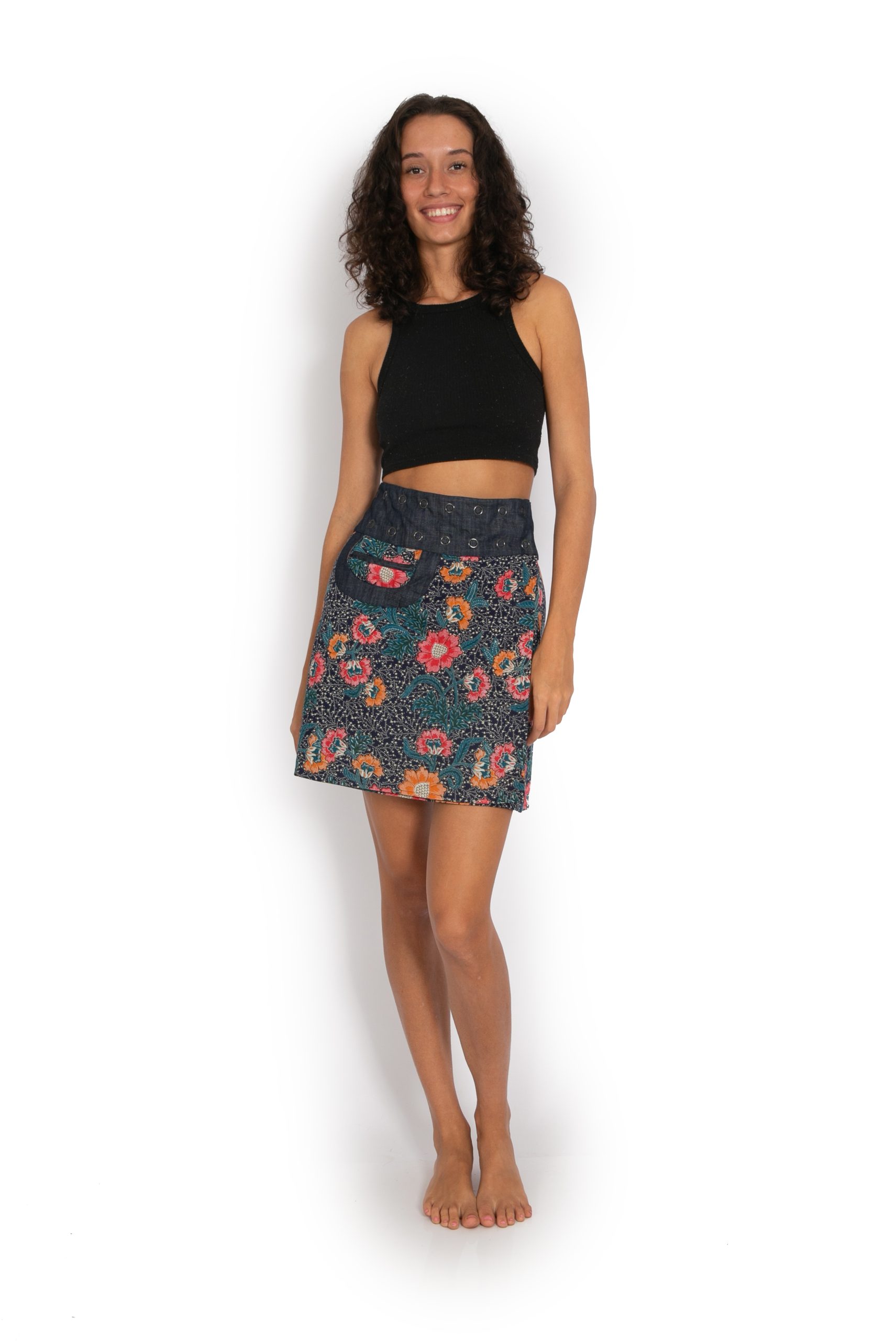 New Energy Reversible Skirt Short - Navy Tropics / Indo Black - Image 2
