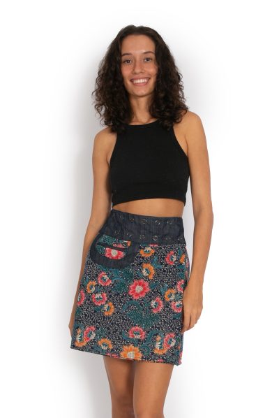 New Energy Reversible Skirt Short - Navy Tropics / Indo Black