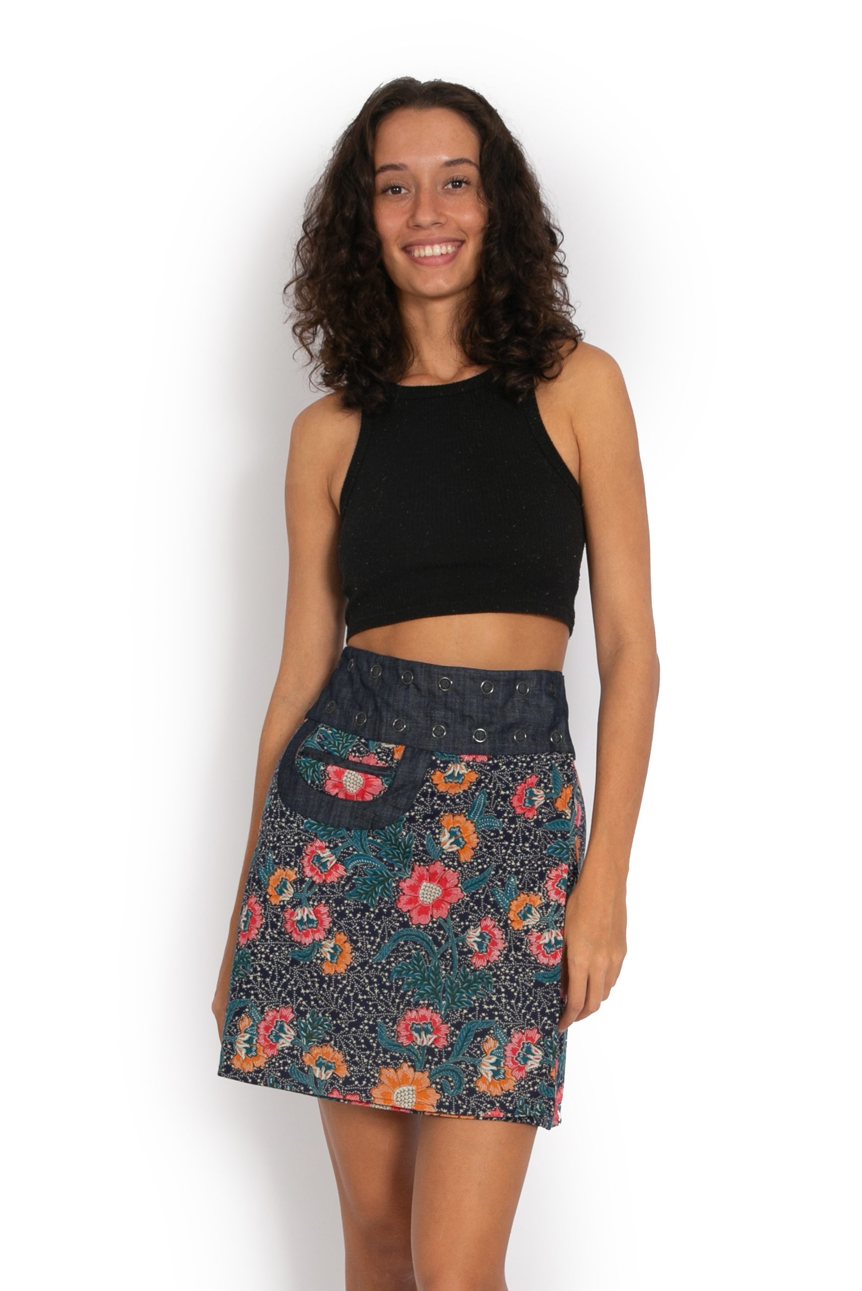 New Energy Reversible Skirt Short - Navy Tropics / Indo Black