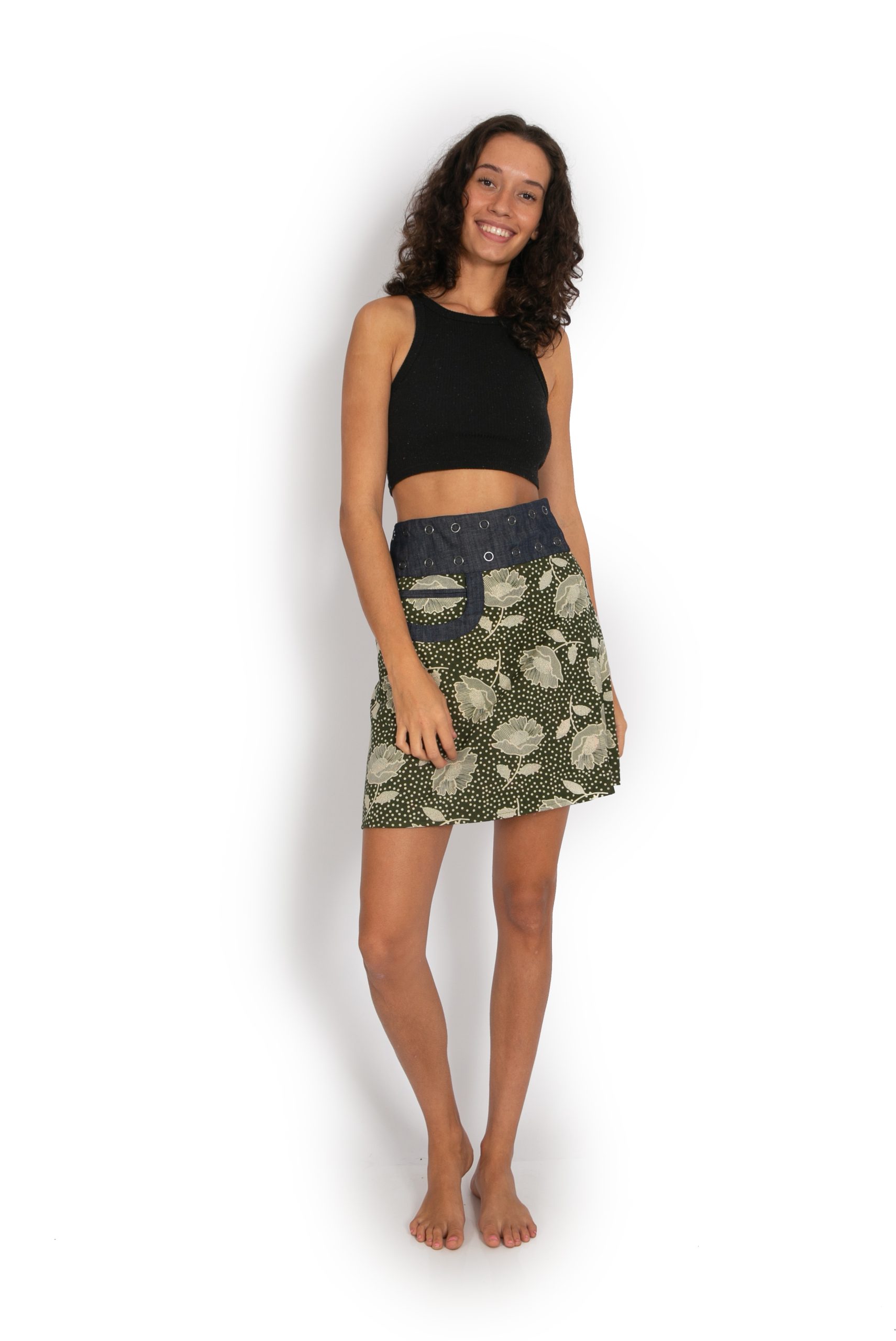 New Energy Reversible Skirt Short - Khaki Flower / Jungle Black - Image 2