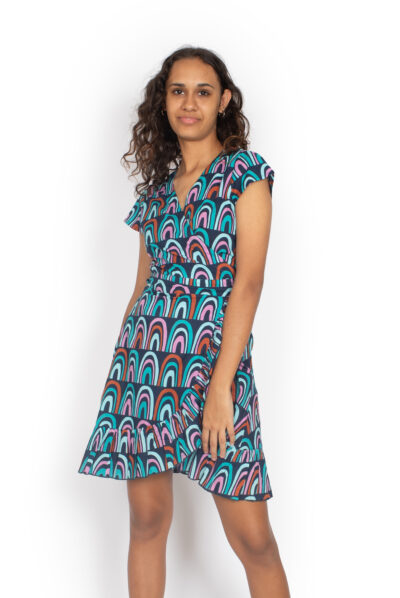 Frill Wrap Dress - RAINBOW BLUE