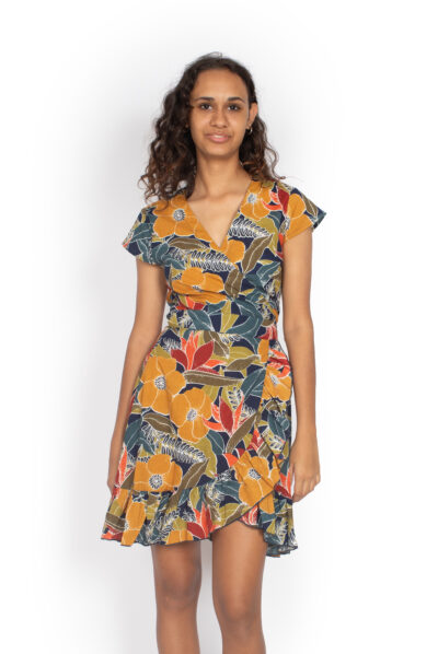 Frill Wrap Dress - TROPICAL JUNGLE