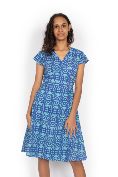 Rose Wrap Dress - TRIBAL BLUE