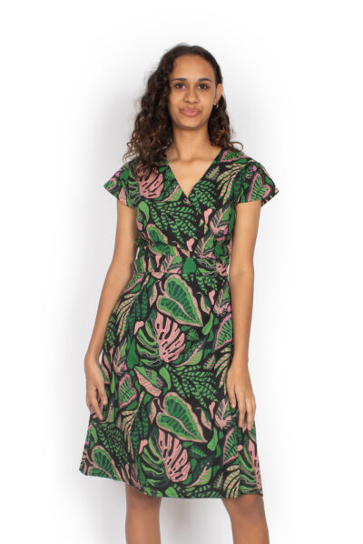 Rose Wrap Dress - MONSTERA JUNGLE