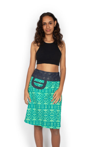 New Energy Reversible Skirt Long - TRIBAL GREEN / MONSTERA JUNGLE
