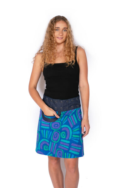 New Energy Reversible Skirt Short - ABSTRACT BLUE / DAISY BLACK