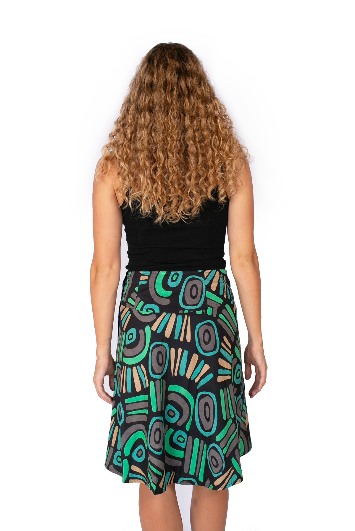 Chameleon Reversible Skirt - ABSTRACT BLACK / ABSTRACT BLUE - Image 2