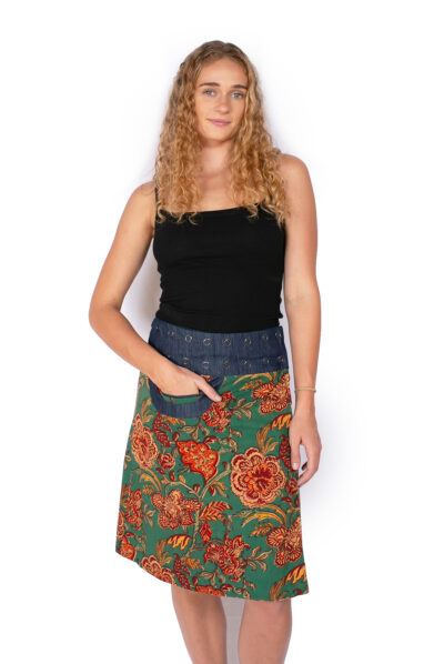 New Energy Reversible Skirt Long - FOREST DREAMS / NIGHT BOUQUET
