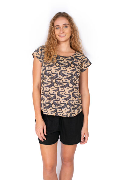 Chloe Top - BEIGE CROCODILES