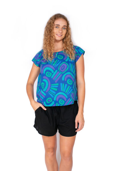Chloe Top - ABSTRACT BLUE
