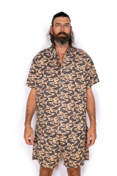 Men's Shorts - BEIGE CROCODILES