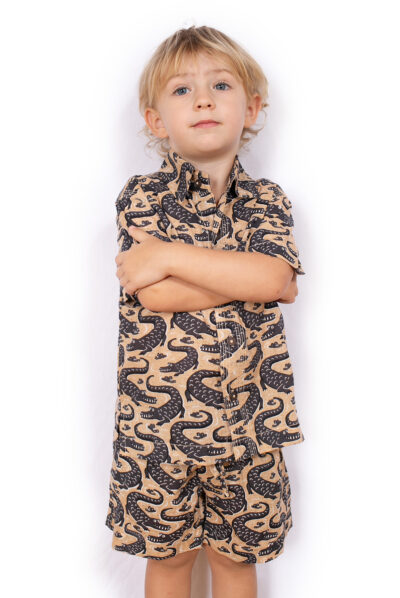 Kid's Shorts - BEIGE CROCODILES