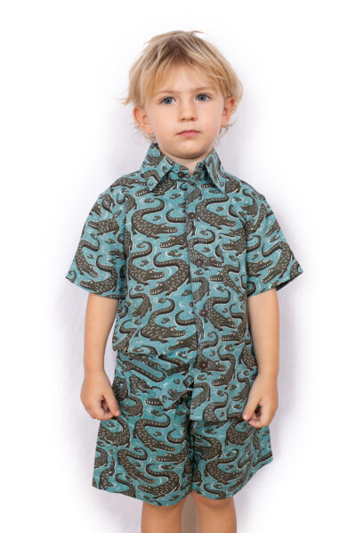 Kid's Shorts - BLUE CROCODILES
