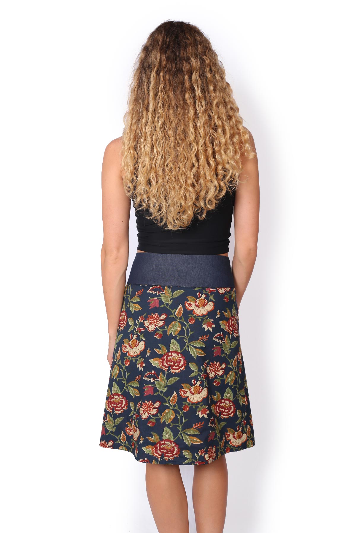 New Energy Reversible Skirt Long - NAVY FLORALS / POPPY ORANGE - Image 2