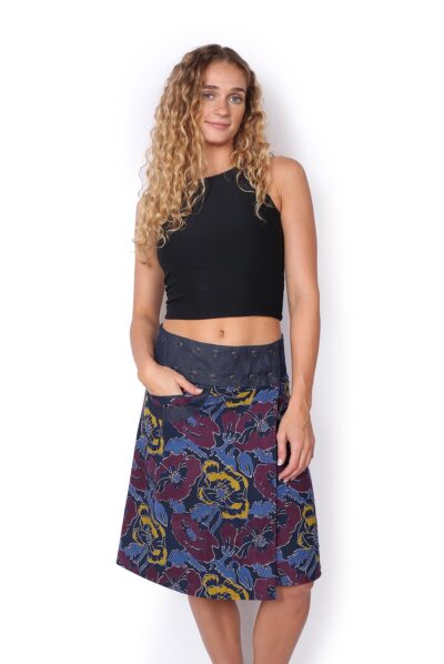 New Energy Reversible Skirt Long - PURPLE HAZE / MUSTARD FLORALS