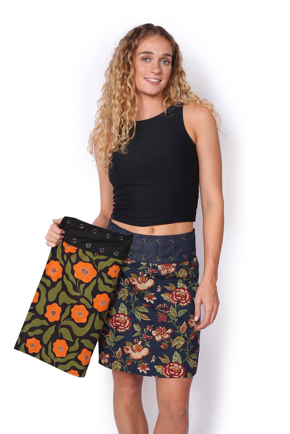 New Energy Reversible Skirt Short - POPPY ORANGE / NAVY FLORALS - Image 3