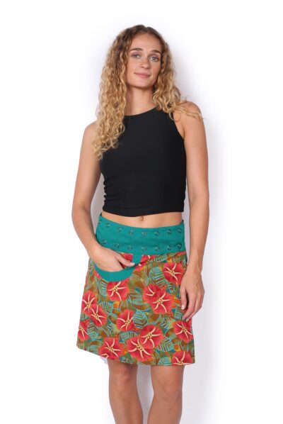 New Energy Reversible Skirt Short - HIBISCUS / BLACK GARDEN