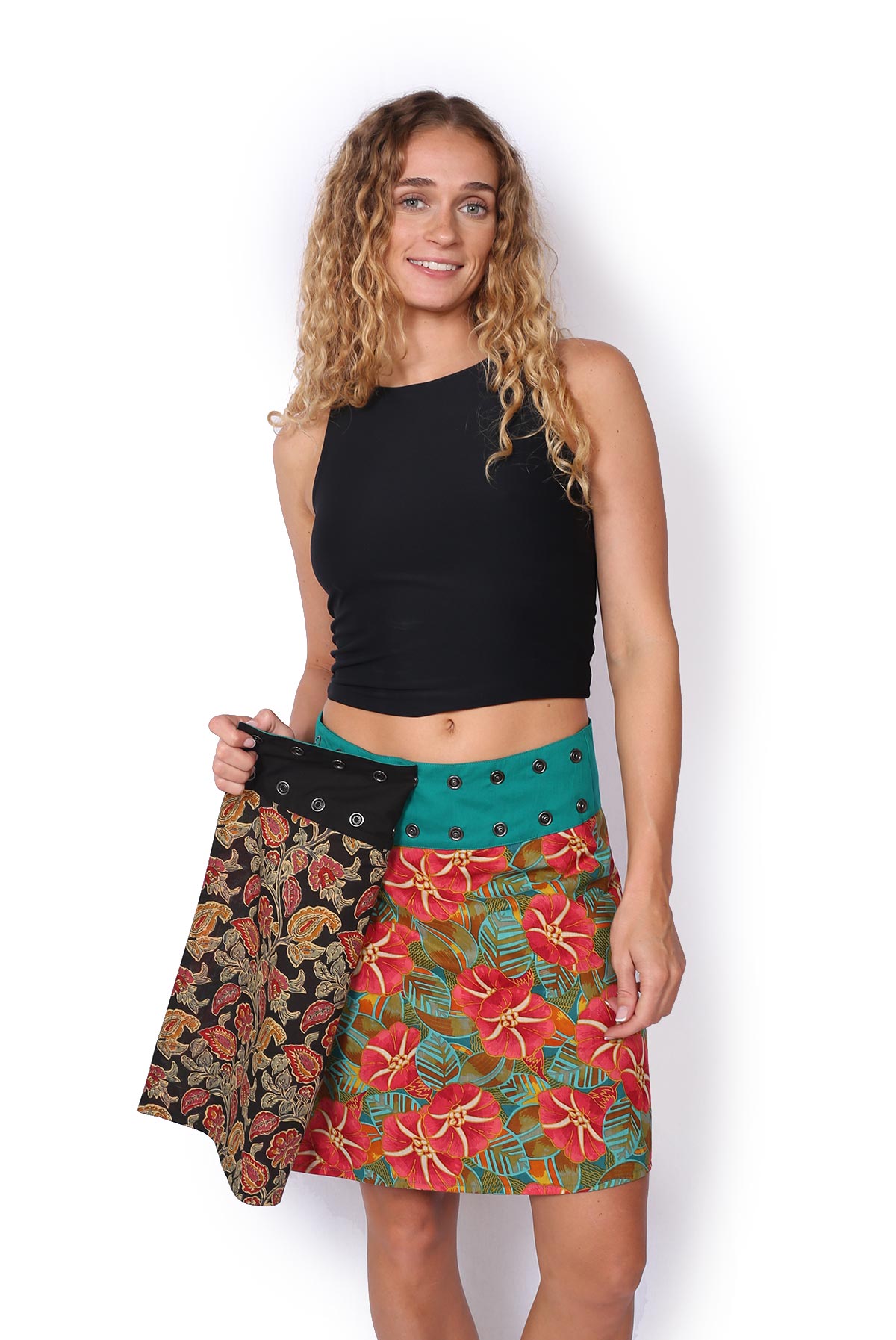 New Energy Reversible Skirt Short - HIBISCUS / BLACK GARDEN - Image 3