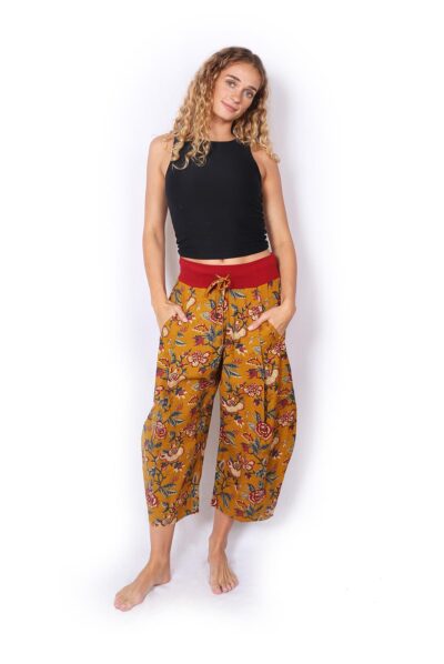 Yoga Pants - MUSTARD FLORALS