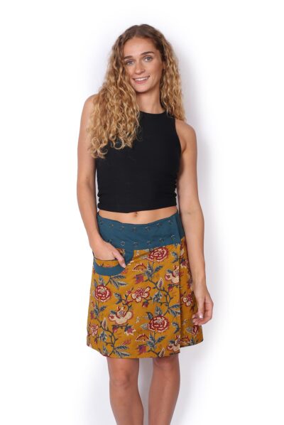 New Energy Reversible Skirt Short - MUSTARD FLORALS / PURPLE HAZE